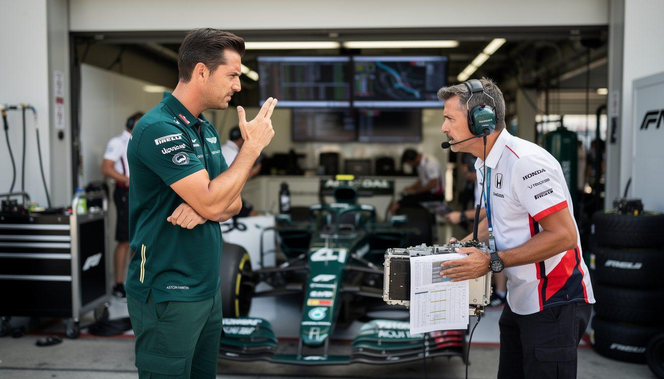 aston martin ends talks with honda over f1 battery technology, questioning the relevance of related inquiries amidst ongoing developments in formula 1.