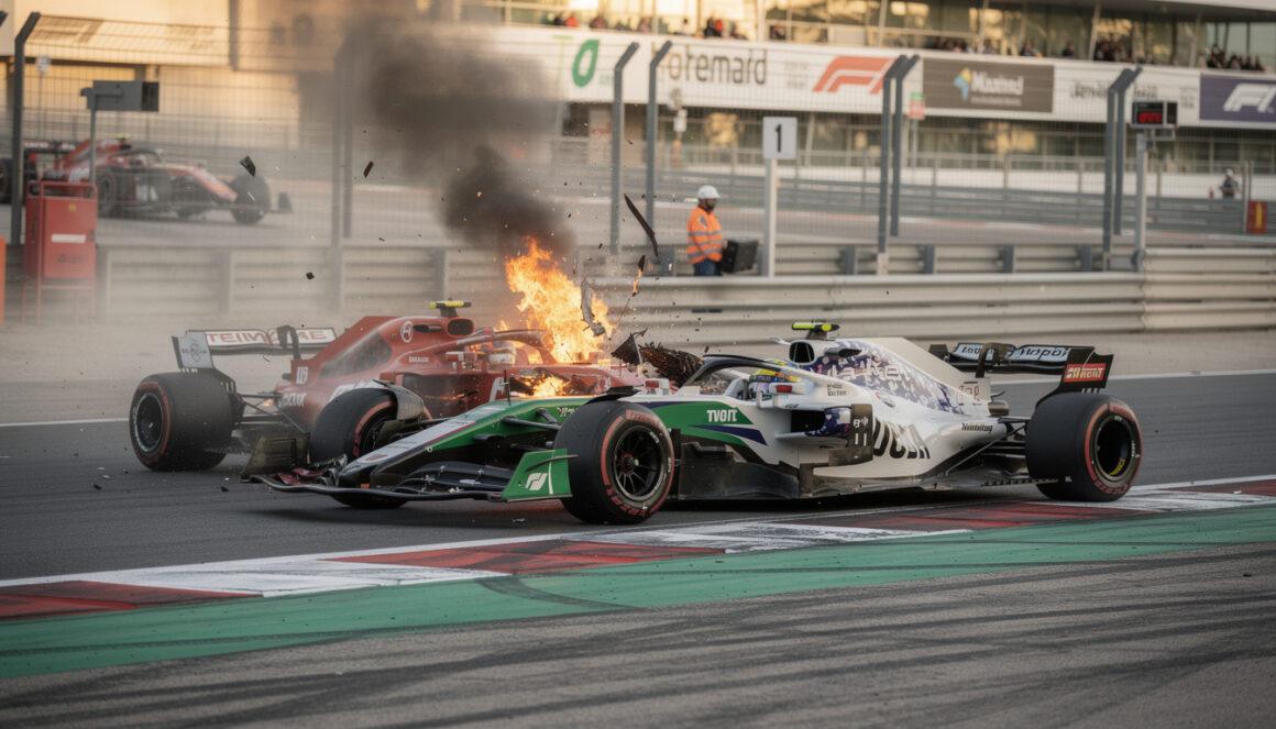 dramatic fiery crash in madrid f2 race sparks red flag, highlighting the intense competition and safety concerns in this thrilling motorsport event.