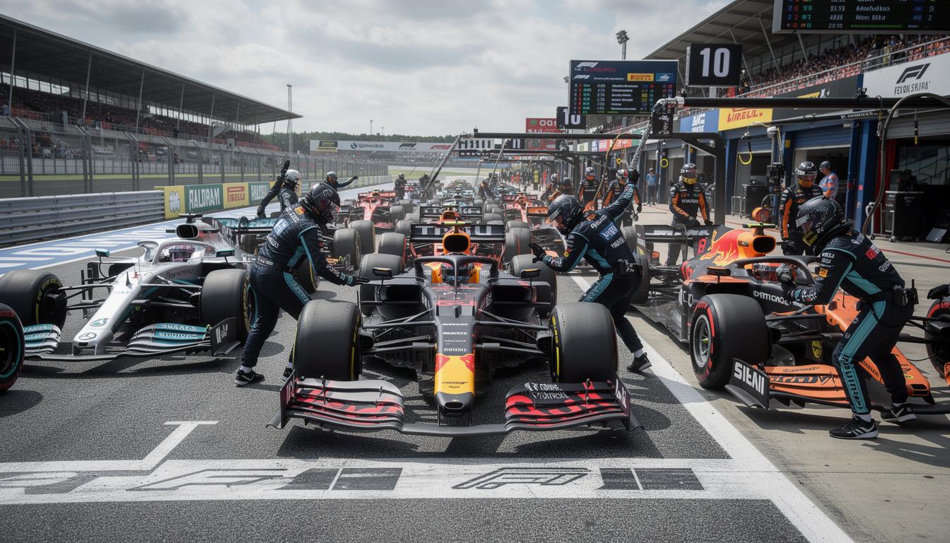an unusual pit lane mishap causes a massive traffic jam, disrupting the race and leaving drivers stuck in chaos.