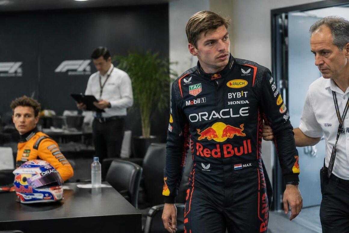 max verstappen is left stunned after being pulled from the f1 cooldown room when officials revoke his podium, turning the post-race celebrations upside down.